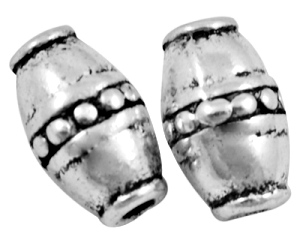Lot de 25 perles tonneau en metal couleur argent tibetain-10mm
